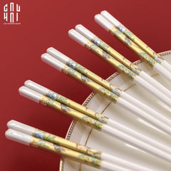 Set 10 Đôi Đũa Sứ BST Khổng Tước Hoàng Kim Porcelain Chopstick 25cm-CẬU HAI HOME DECOR