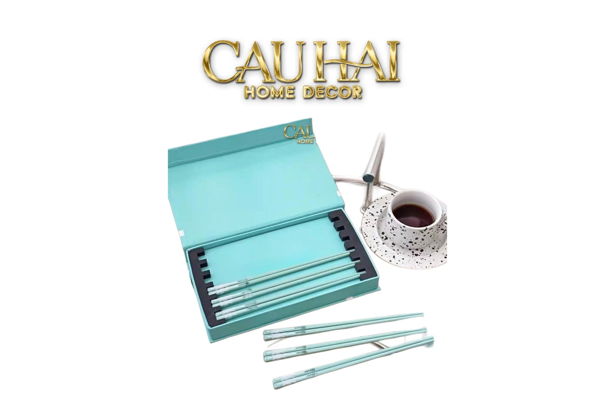 Set 10 Đôi Đũa Sứ Tiffany Fancy Club Porcelain Chopsticks Giftbox-CẬU HAI HOME DECOR