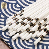 Set 10 Đôi Đũa Sứ V Class Black Greek Key Atélier Porcelain Chopsticks-Dinner Cutlery Set Dao Muỗng Nĩa-CẬU HAI HOME DECOR