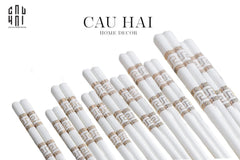 Set 10 Đôi Đũa Sứ V Class White Gold Greek Key Atélier Porcelain Chopsticks-CẬU HAI HOME DECOR