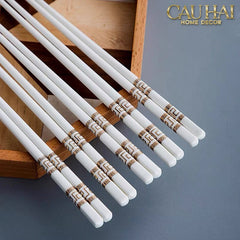 Set 10 Đôi Đũa Sứ V Class White Gold Greek Key Atélier Porcelain Chopsticks-CẬU HAI HOME DECOR
