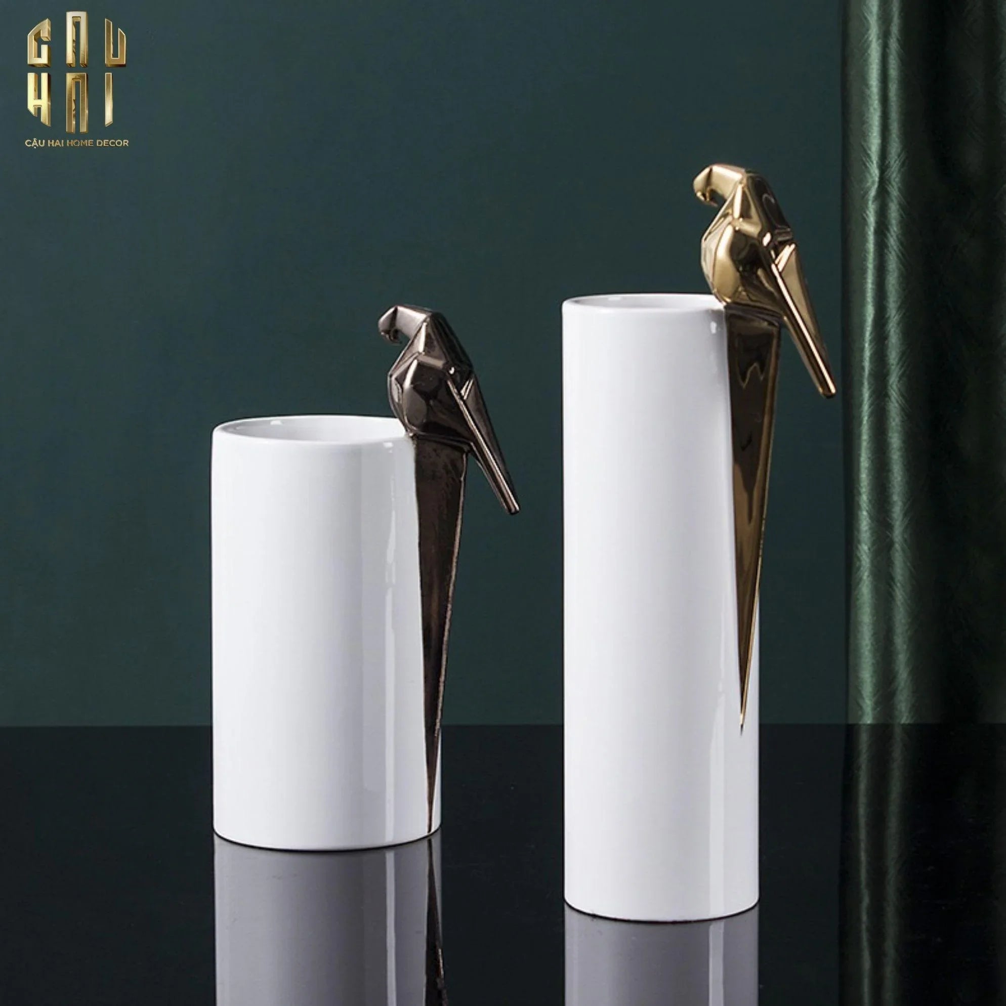 SET 2 BÌNH HOA SỨ - LUMIÈRE GEOMETRIC MACAW-CẬU HAI HOME DECOR
