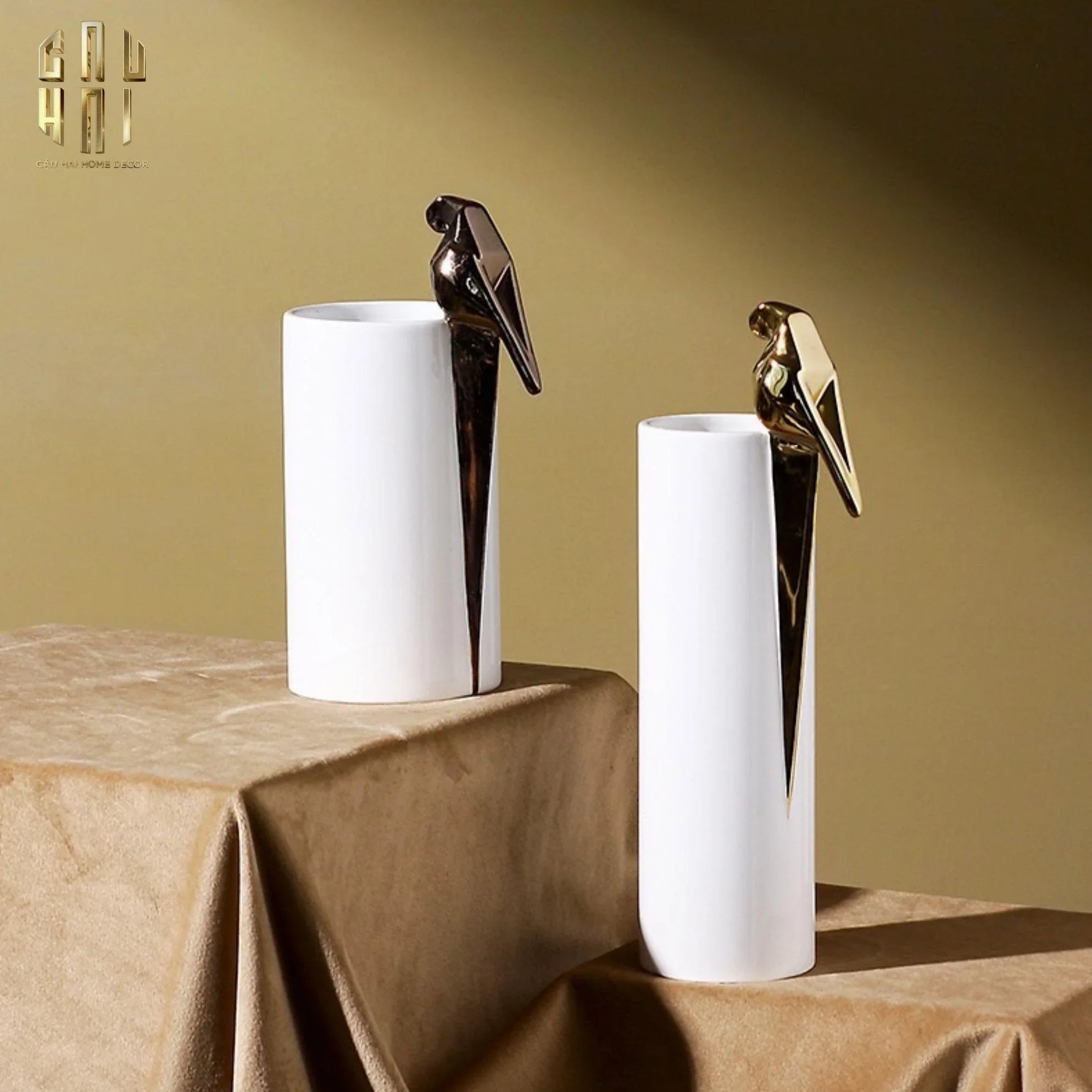 SET 2 BÌNH HOA SỨ - LUMIÈRE GEOMETRIC MACAW-CẬU HAI HOME DECOR