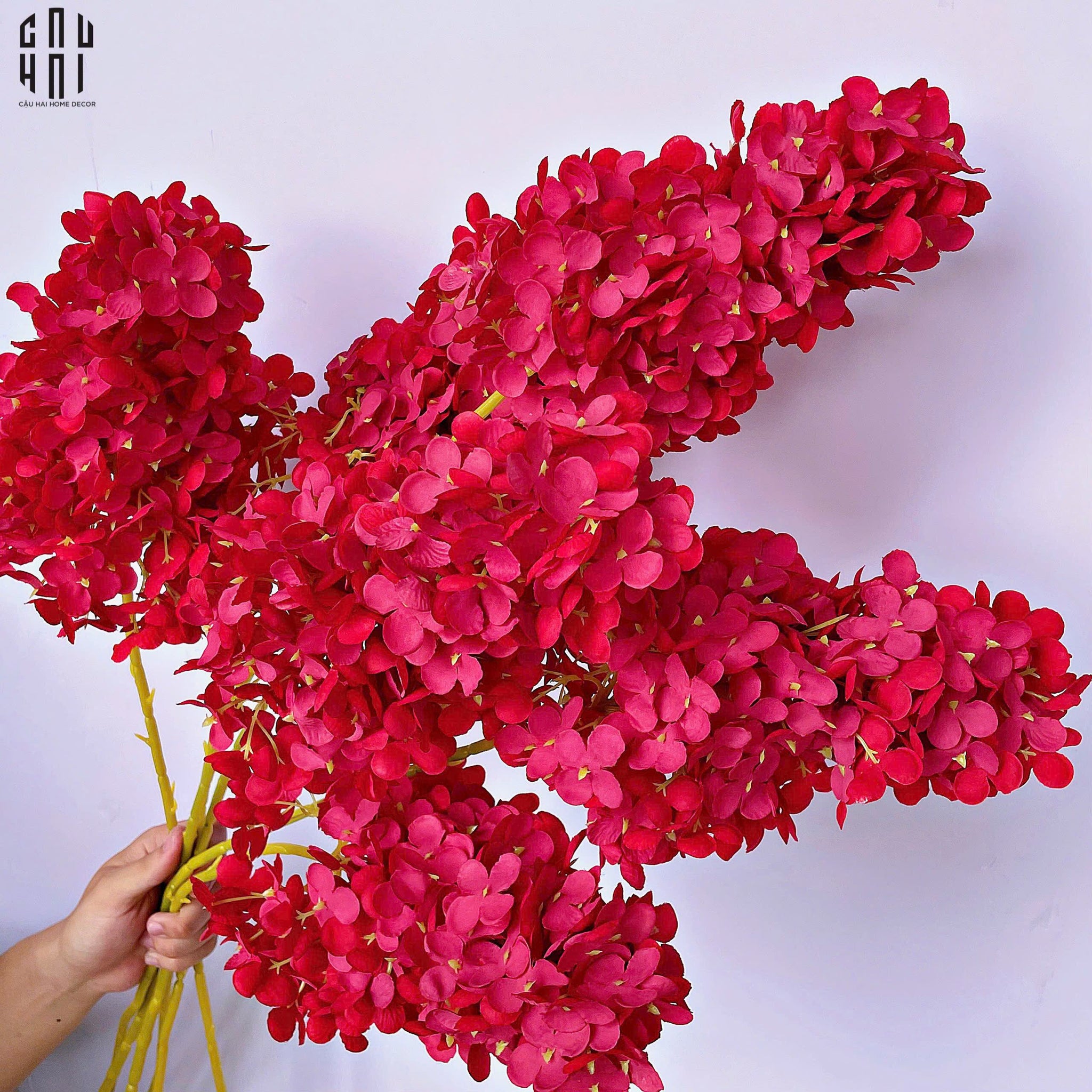SET 2 CÀNH CẨM TÚ CẦU DÀI HYDRANGEA - ĐỎ-CẬU HAI HOME DECOR