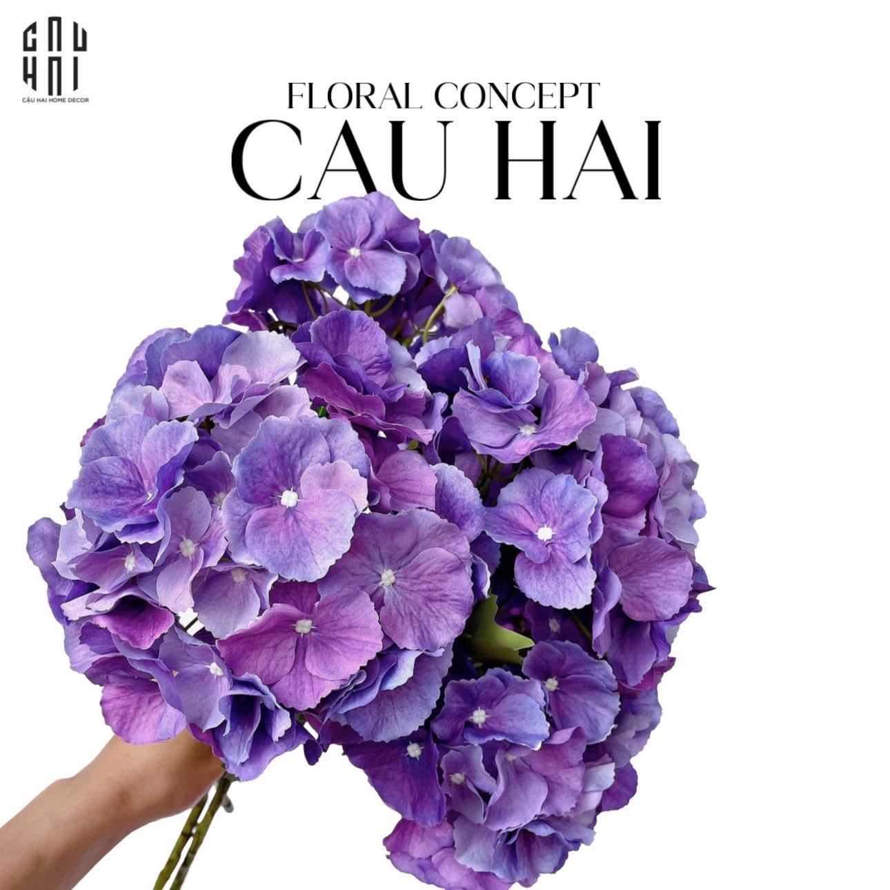 SET 2 CÀNH CẨM TÚ CẦU ĐẠI HYDRANGEA MARCOPHYLLA - TÍM-CẬU HAI HOME DECOR