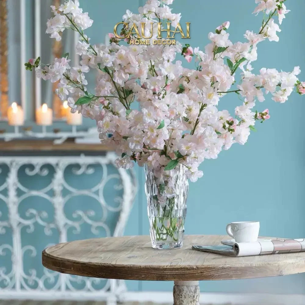 Set 2 Cành Hoa Anh Đào Trắng - White Sakura-CẬU HAI HOME DECOR