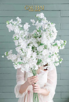 Set 2 Cành Hoa Anh Đào Trắng - White Sakura-CẬU HAI HOME DECOR