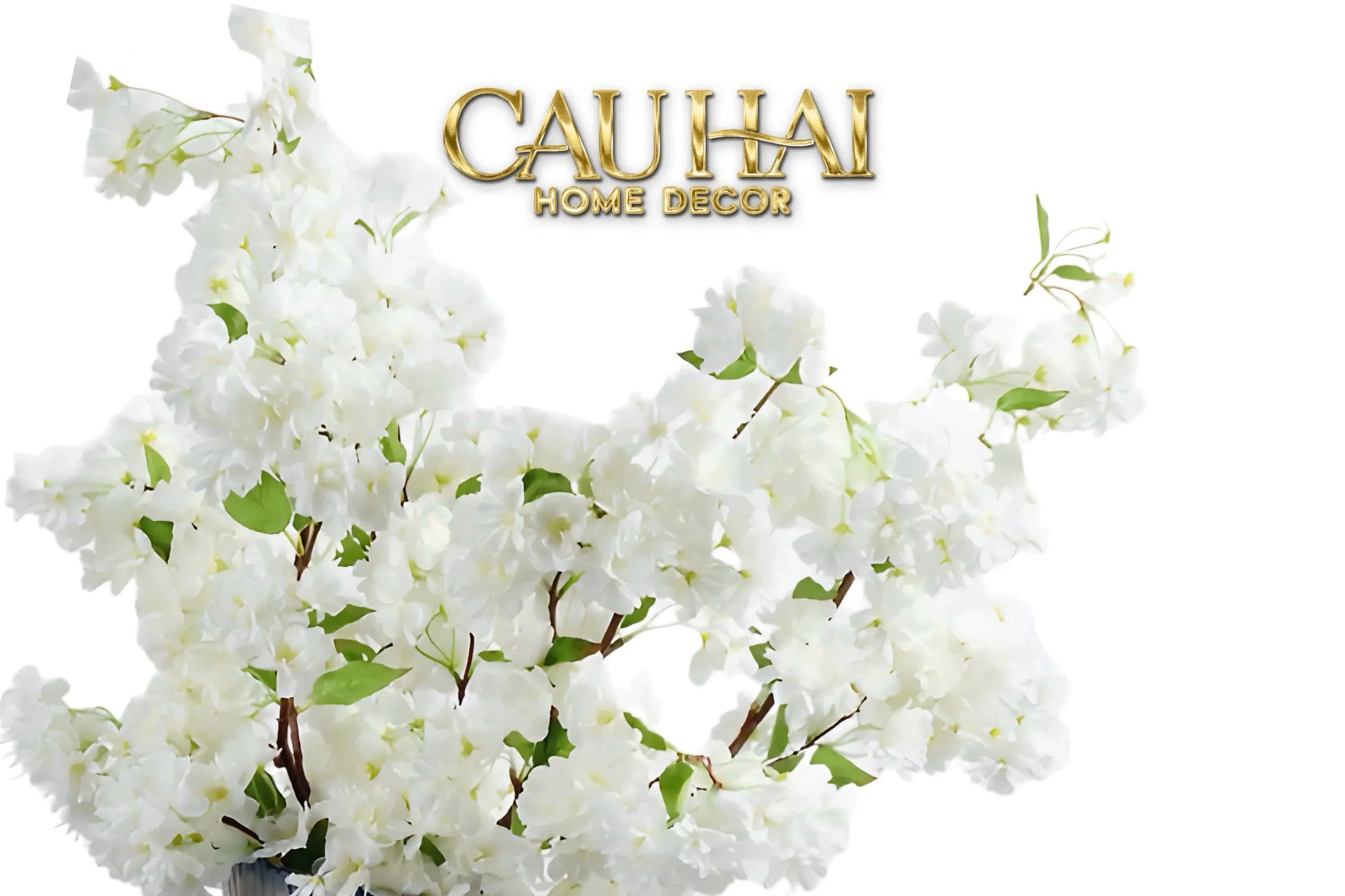 Set 2 Cành Hoa Anh Đào Trắng - White Sakura-CẬU HAI HOME DECOR
