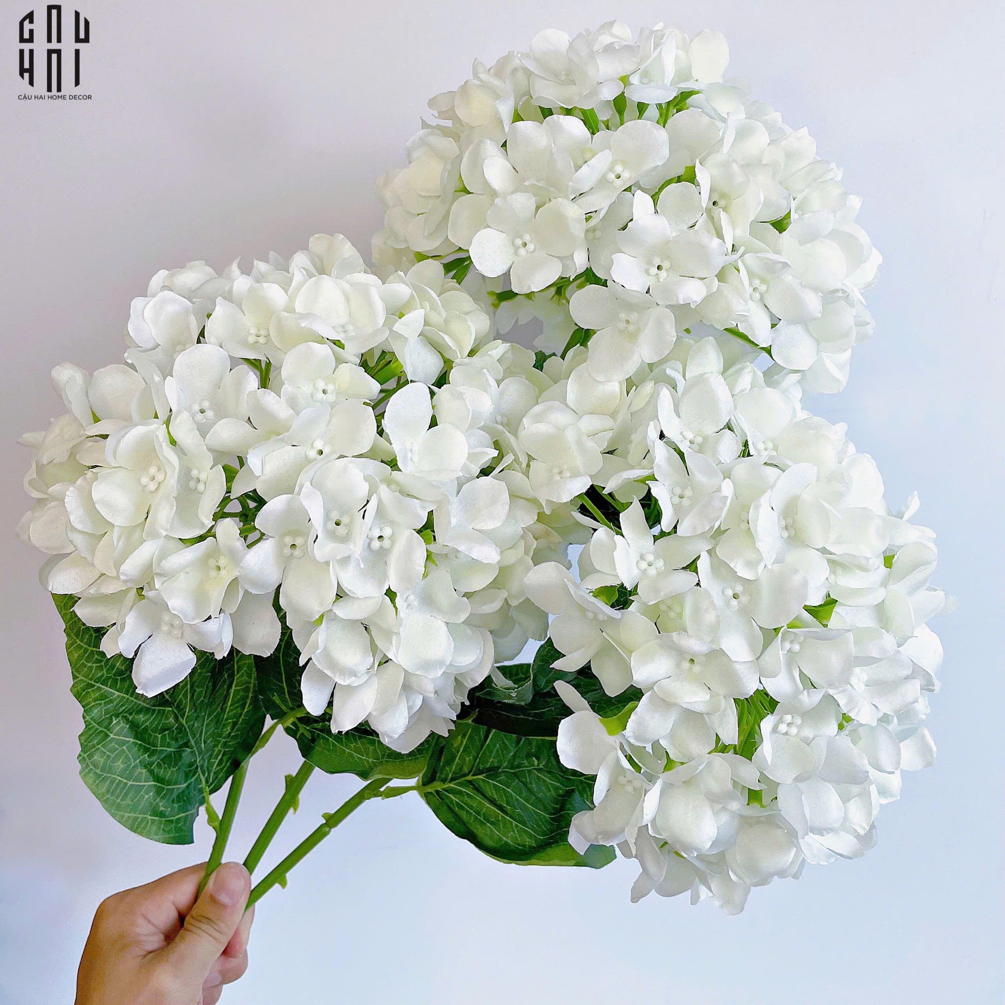 SET 2 CÀNH HOA CẨM TÚ CẦU ĐẠI - TRẮNG-CẬU HAI HOME DECOR