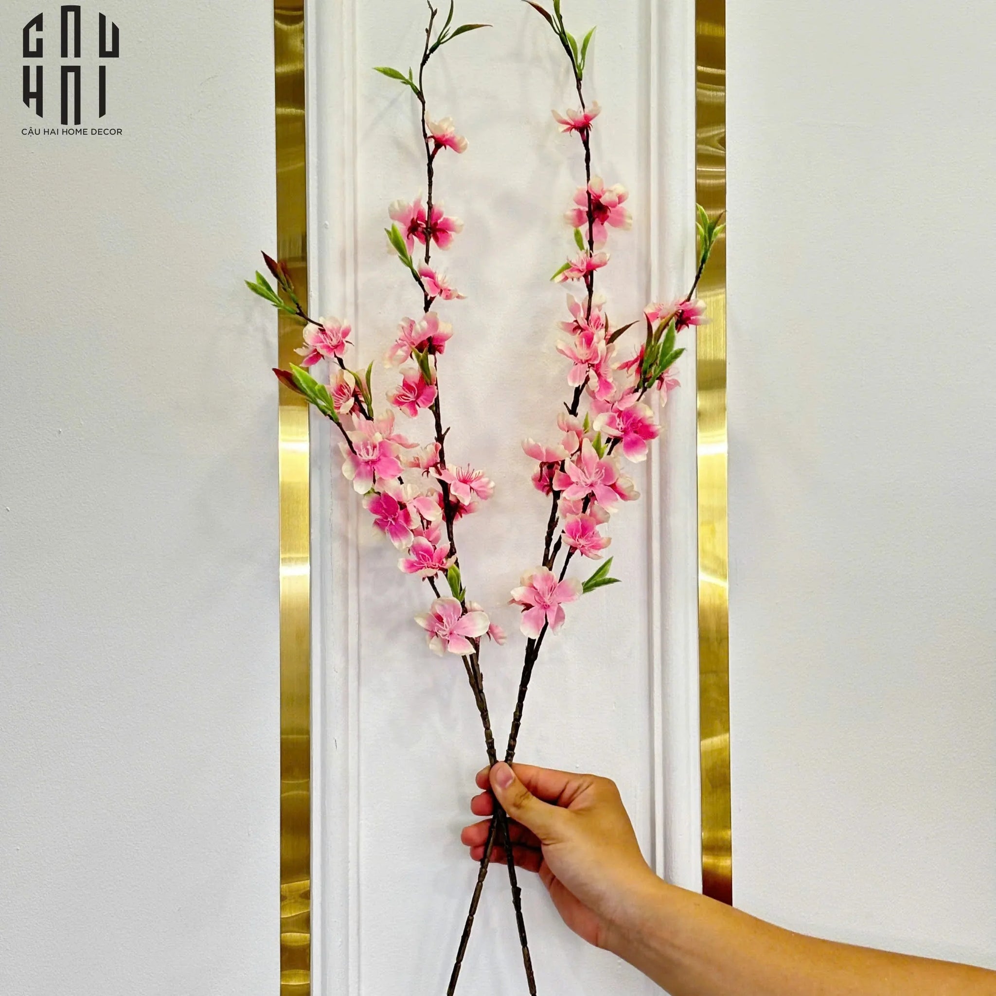 Set 2 Cành Hoa Đào - Hồng-CẬU HAI HOME DECOR