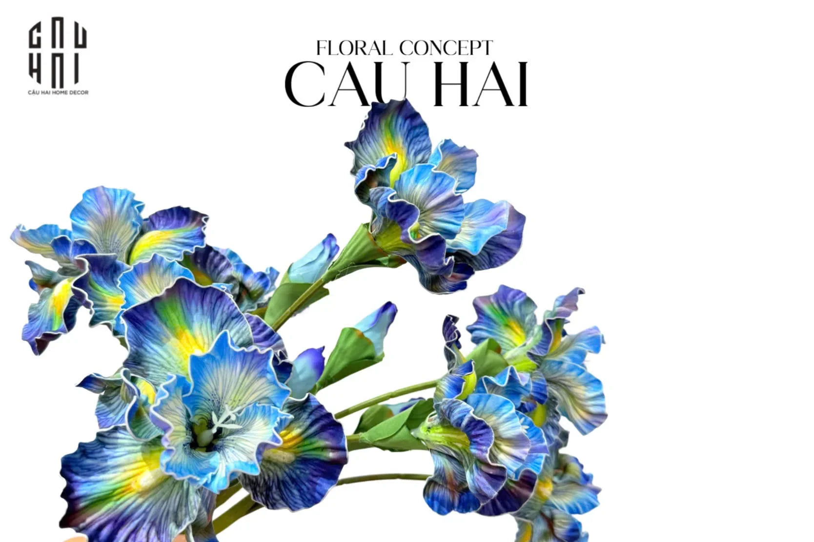 Set 2 Cành Hoa Diên Vĩ - Blue Ara-CẬU HAI HOME DECOR