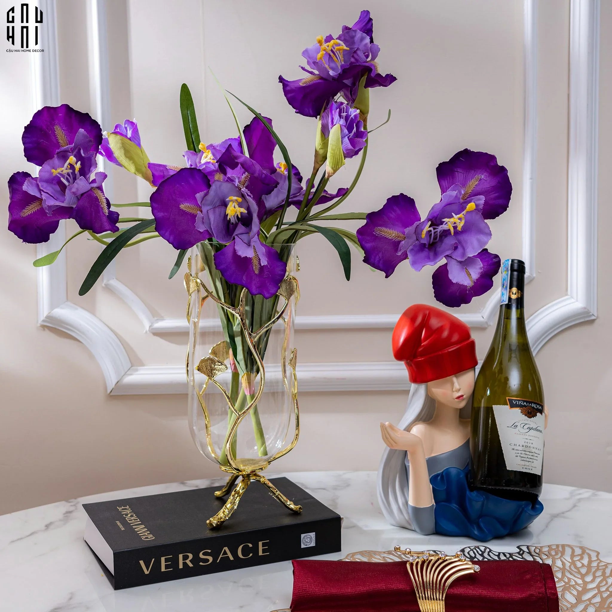 SET 2 CÀNH HOA DIÊN VĨ - IRIS - TÍM-CẬU HAI HOME DECOR