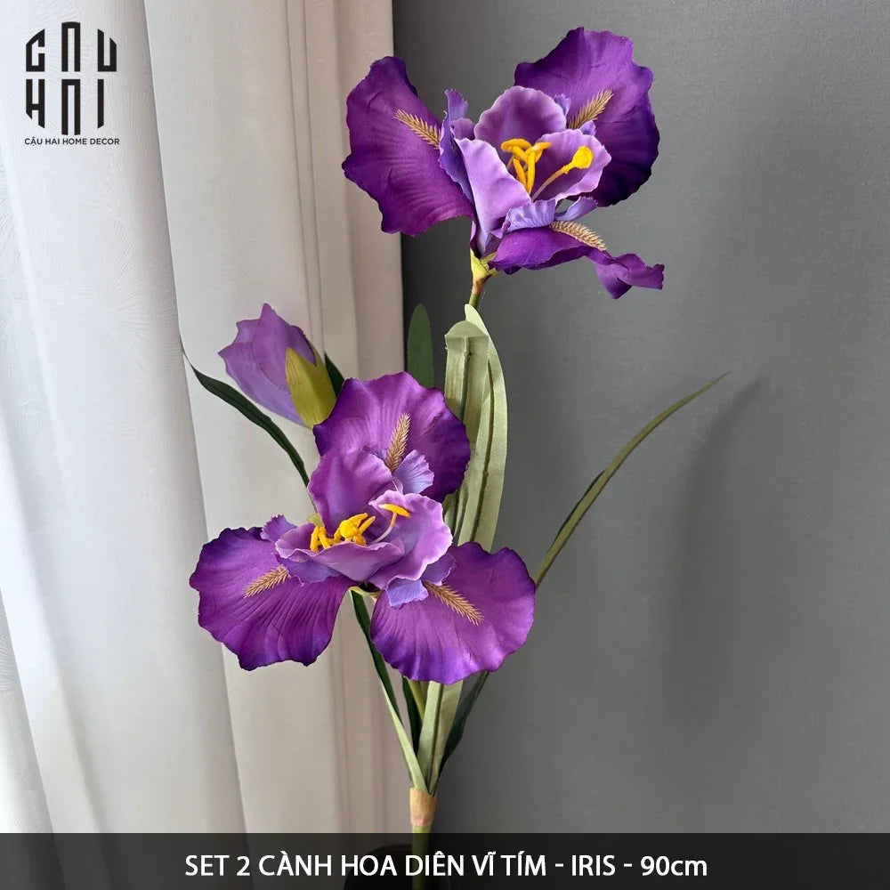 SET 2 CÀNH HOA DIÊN VĨ - IRIS - TÍM-CẬU HAI HOME DECOR
