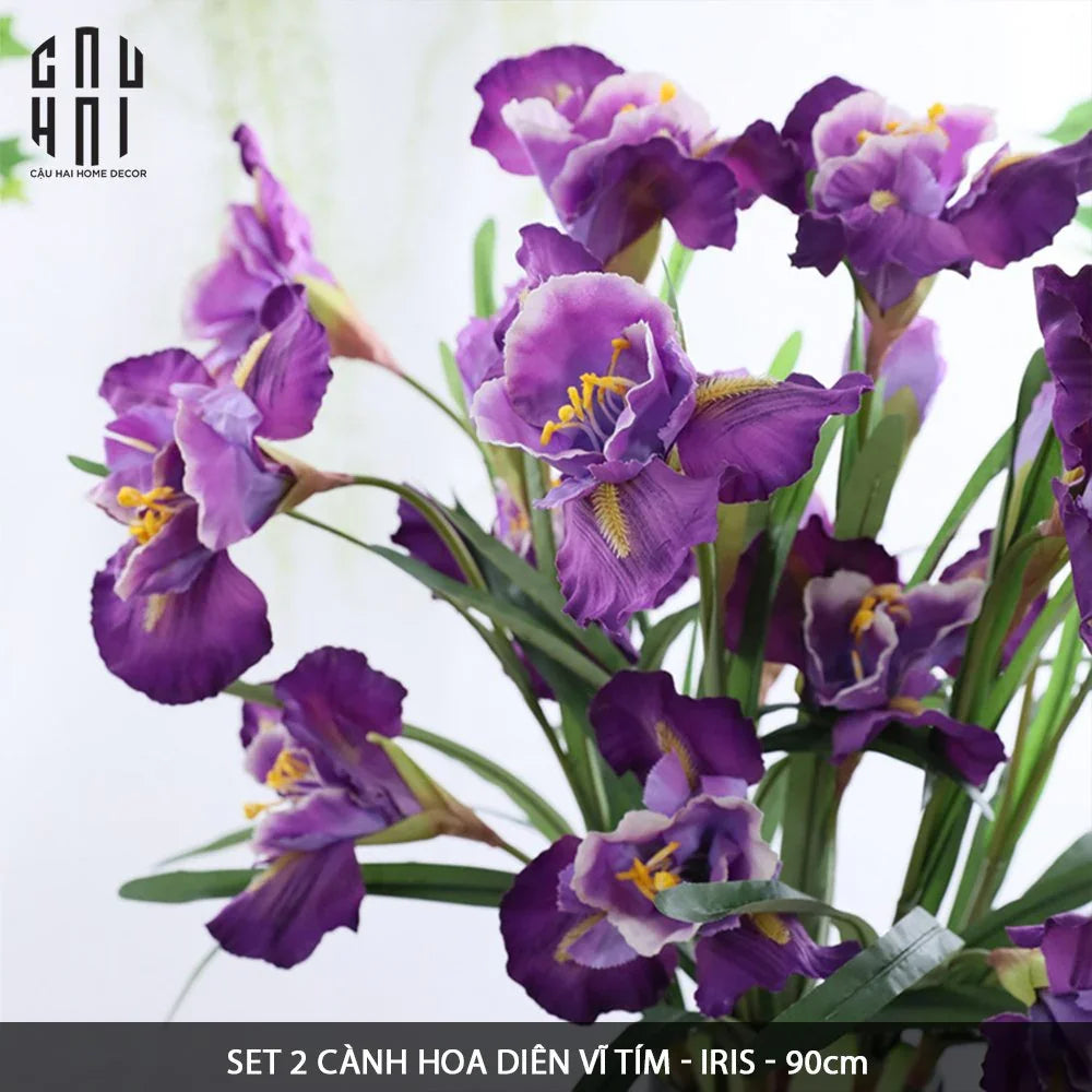 SET 2 CÀNH HOA DIÊN VĨ - IRIS - TÍM-CẬU HAI HOME DECOR