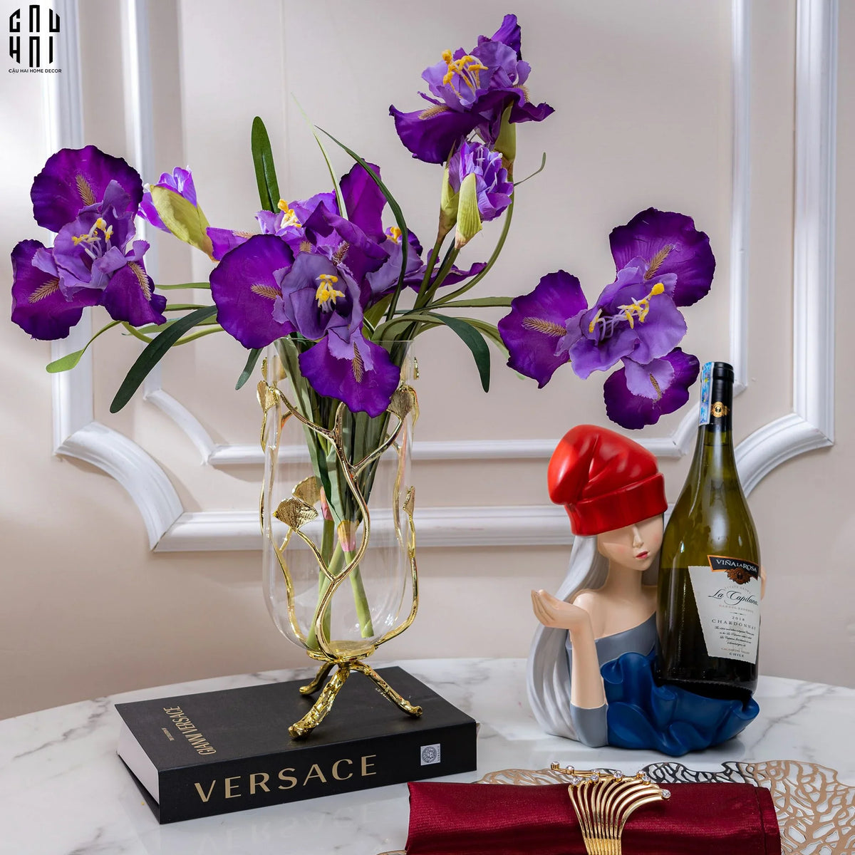 Set 2 Cành Hoa Diên Vĩ - Iris - Tím-Hoa Lụa-CẬU HAI HOME DECOR