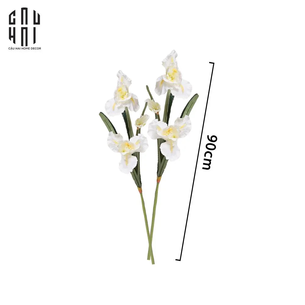 SET 2 CÀNH HOA DIÊN VĨ - IRIS - TRẮNG-CẬU HAI HOME DECOR