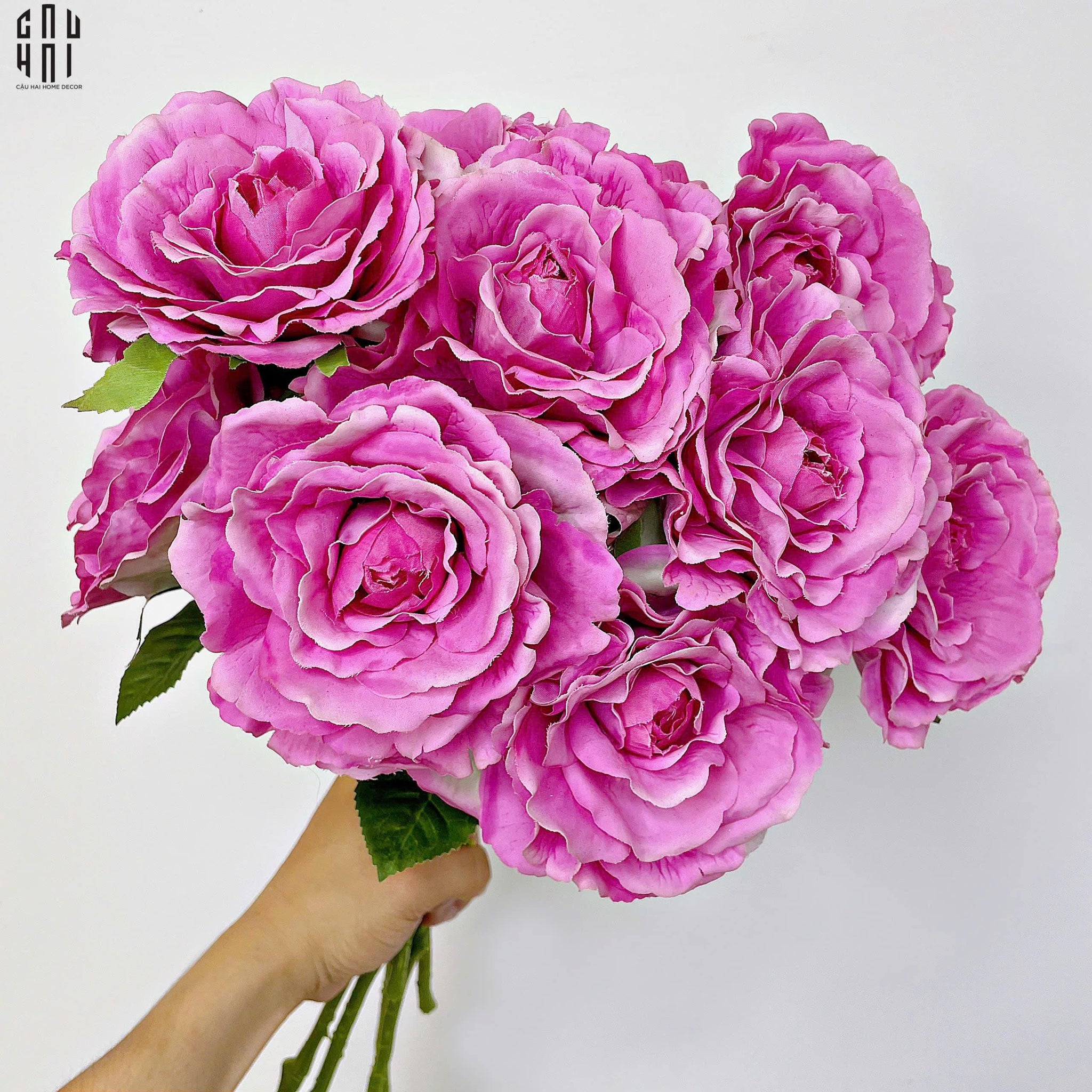 Set 2 Cành Hoa Hồng Ecuador - Tím Hồng-CẬU HAI HOME DECOR