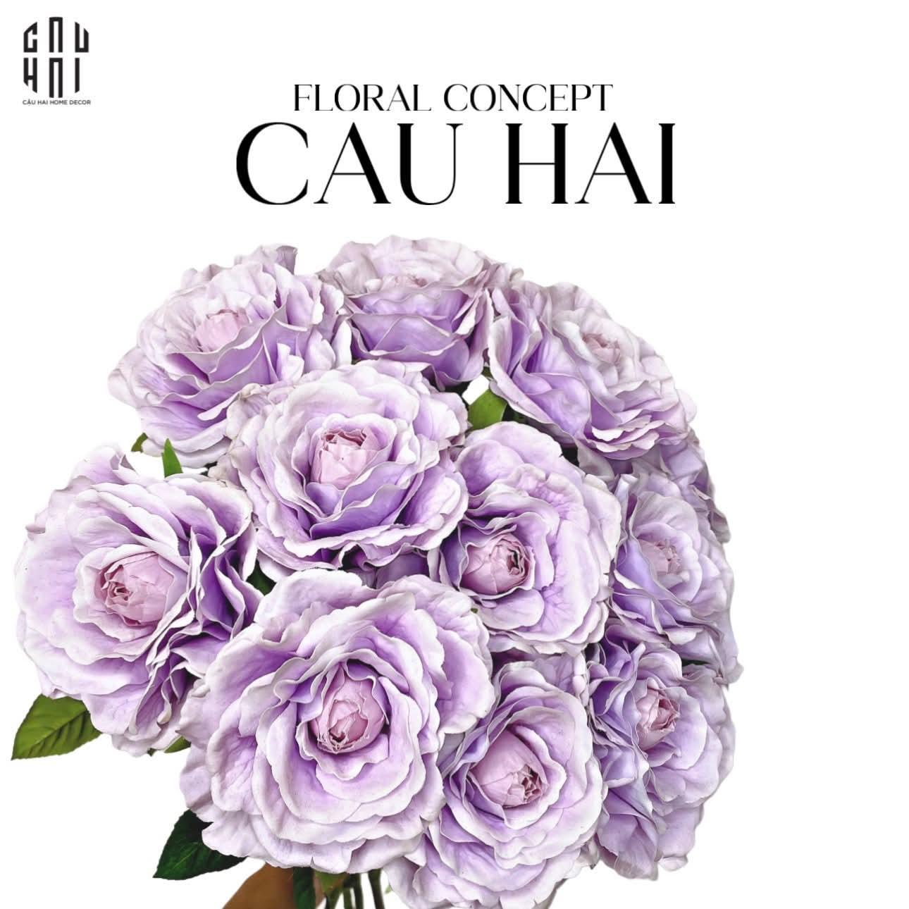 Set 2 Cành Hoa Hồng Ecuador - Tím Nhạt - CẬU HAI HOME DECOR