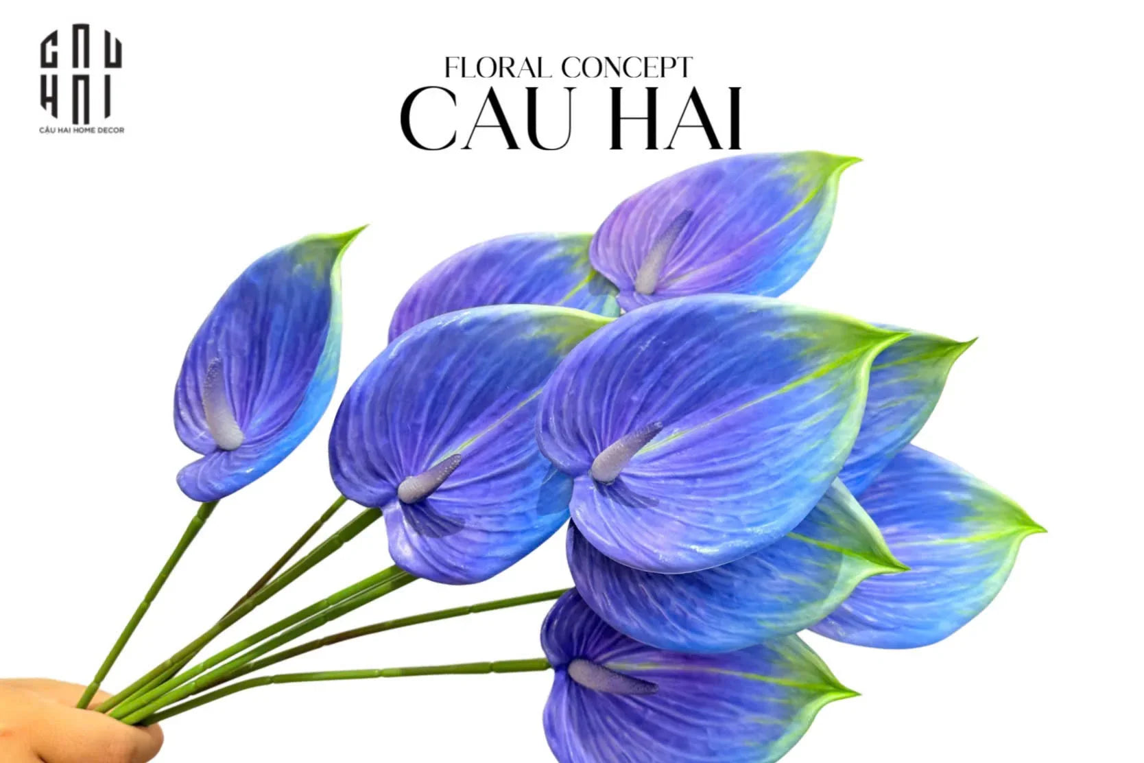 SET 2 CÀNH HOA HỒNG MÔN - BLUE VIOLET-CẬU HAI HOME DECOR