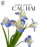 Set 2 Cành Hoa Iris - White Sky Blue-Hoa Lụa-CẬU HAI HOME DECOR
