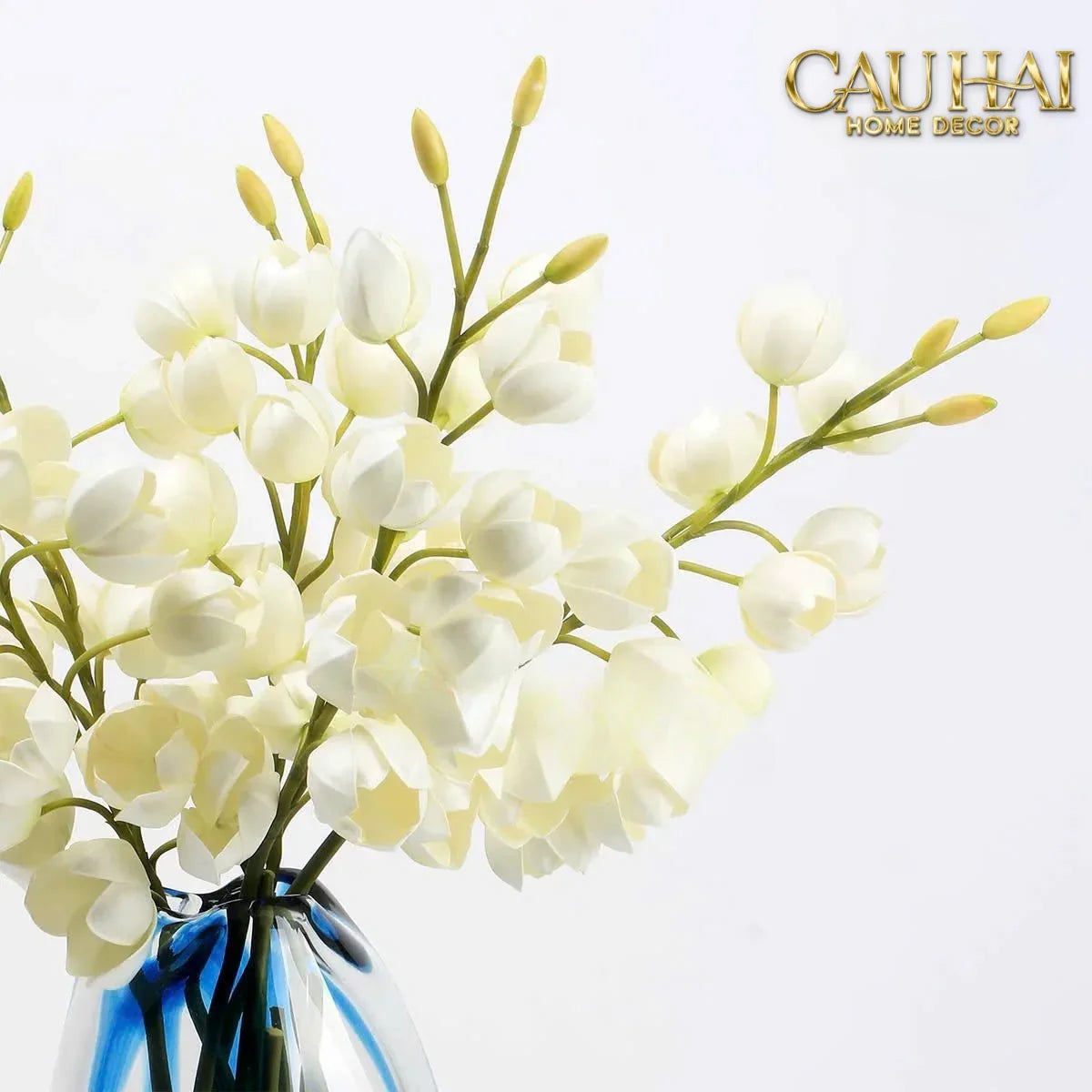 Set 2 Cành Hoa Lan Yucca-Hoa Lụa-Đối tác tại Trung Quốc theo từng đơn đặt hàng-CẬU HAI HOME DECOR