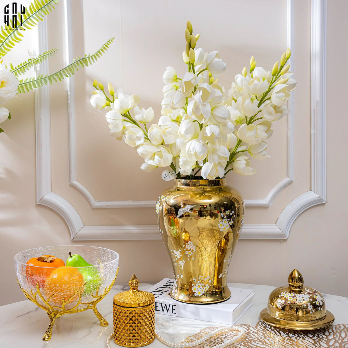 Set 2 Cành Hoa Lan Yucca-Hoa Lụa-Đối tác tại Trung Quốc theo từng đơn đặt hàng-CẬU HAI HOME DECOR