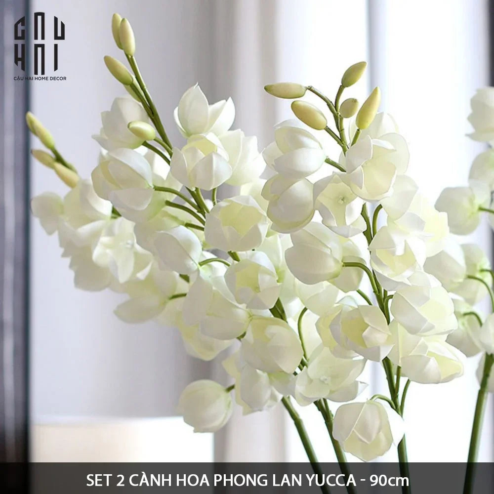 Set 2 Cành Hoa Lan Yucca-Hoa Lụa-Đối tác tại Trung Quốc theo từng đơn đặt hàng-CẬU HAI HOME DECOR