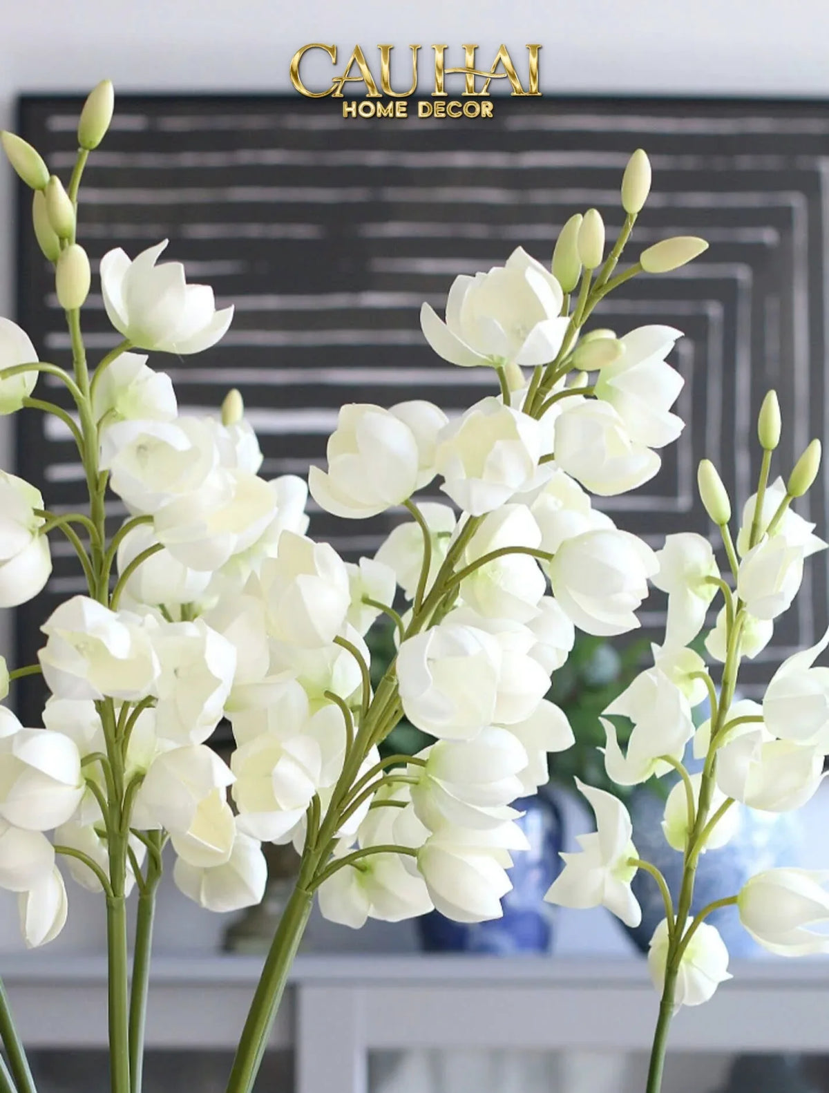 Set 2 Cành Hoa Lan Yucca-Hoa Lụa-Đối tác tại Trung Quốc theo từng đơn đặt hàng-CẬU HAI HOME DECOR