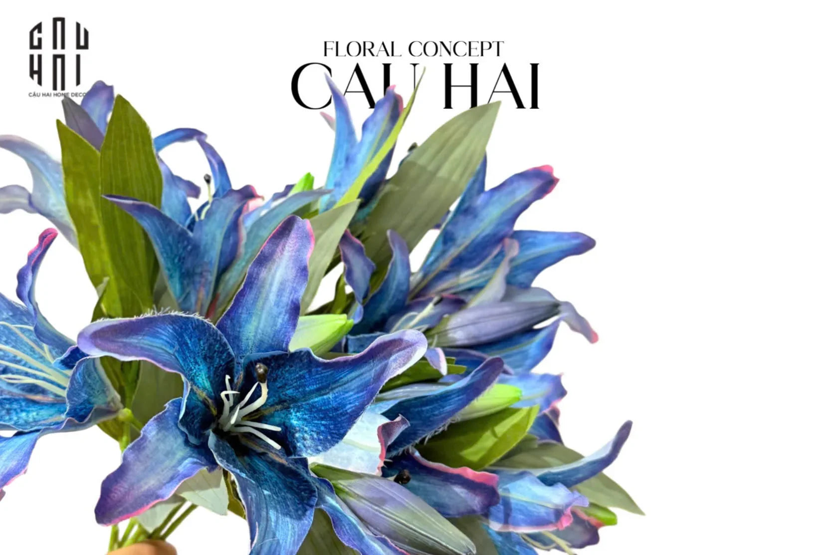 Set 2 Cành Hoa Lily Sayuri - Dark Blue-CẬU HAI HOME DECOR