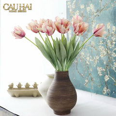 Set 2 Cành Hoa Parrot Tulip Powder Pink / Fuchsia-CẬU HAI HOME DECOR