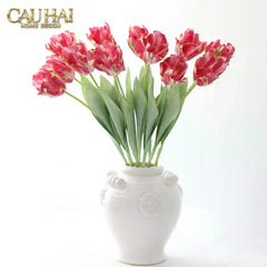 Set 2 Cành Hoa Parrot Tulip Powder Pink / Fuchsia-CẬU HAI HOME DECOR