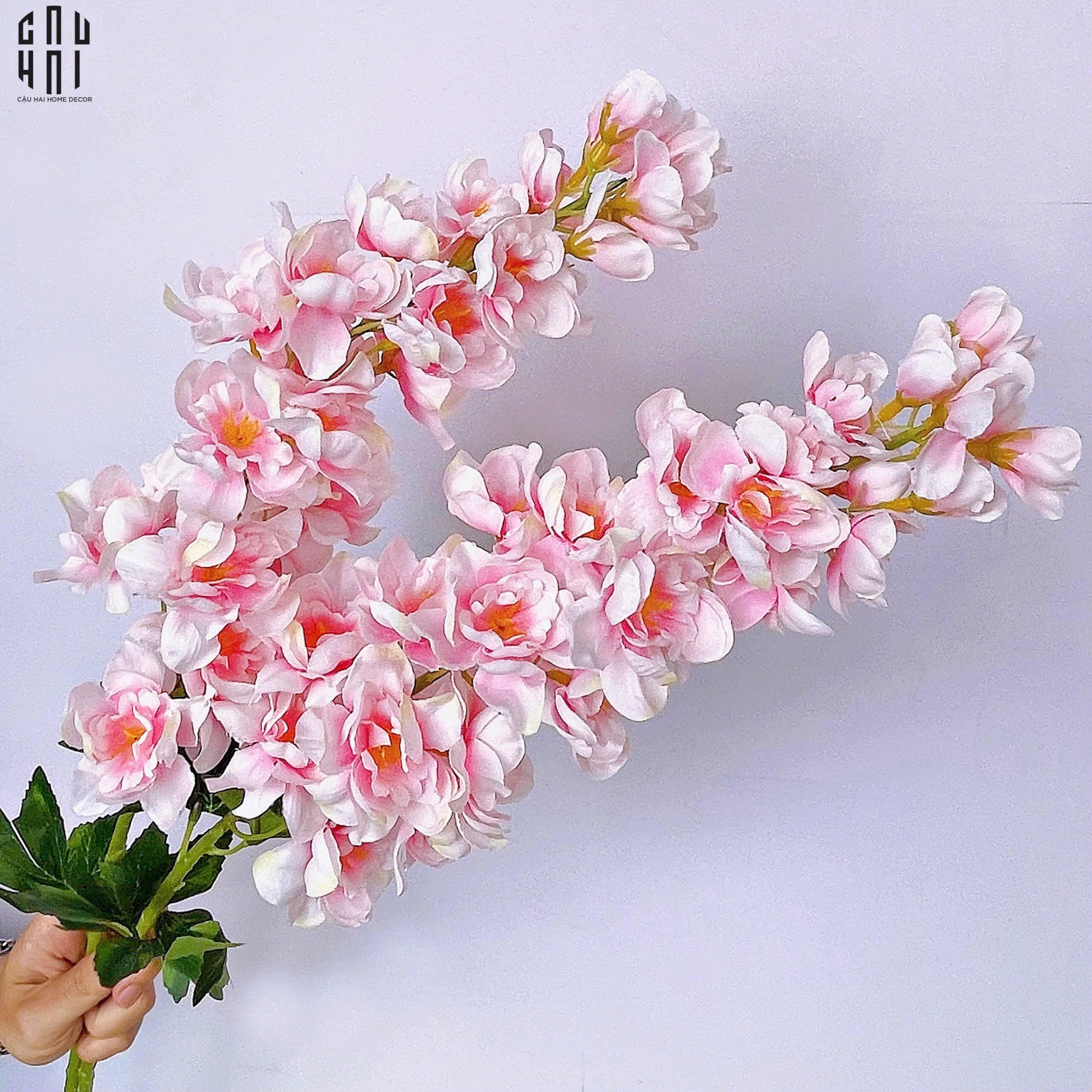 SET 2 CÀNH HOA PHI YẾN - DELPHINIUM - HỒNG NHẠT-CẬU HAI HOME DECOR