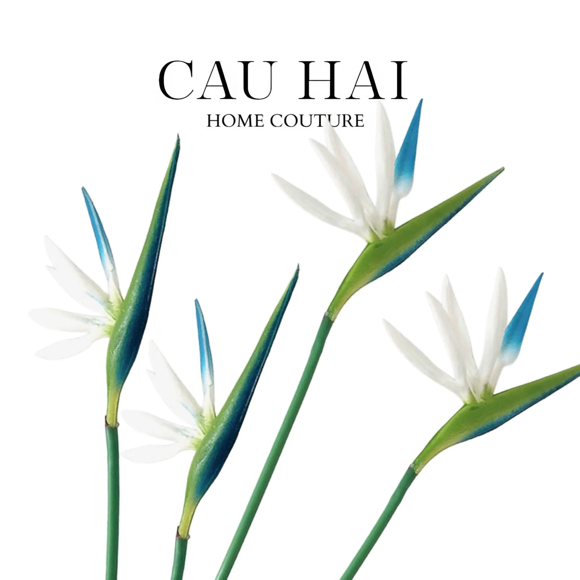 Set 2 Cành Hoa Thiên Điểu - Neige Bleu (Tuyết) - CẬU HAI HOME DECOR