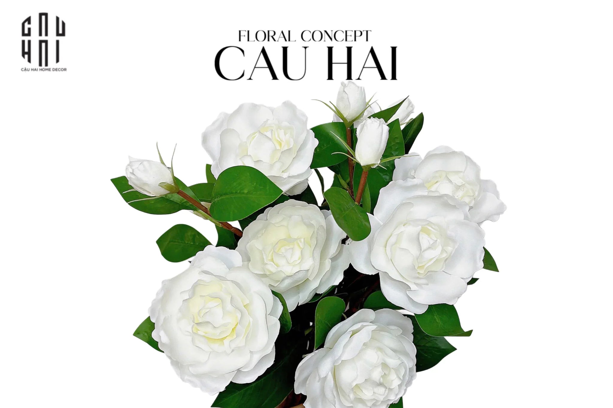 Set 2 Cành Hoa Trà Trắng - CẬU HAI HOME DECOR