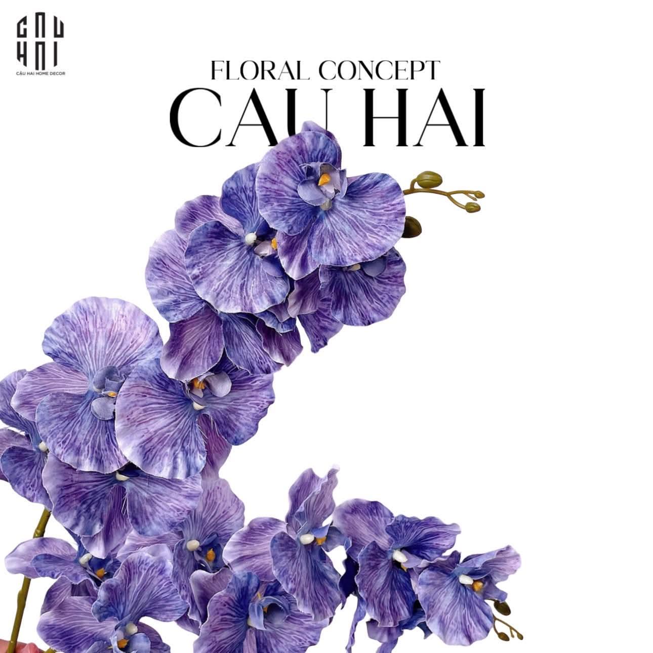 SET 2 CÀNH LAN HỒ ĐIỆP CÁNH XOĂN - XANH TÍM-CẬU HAI HOME DECOR