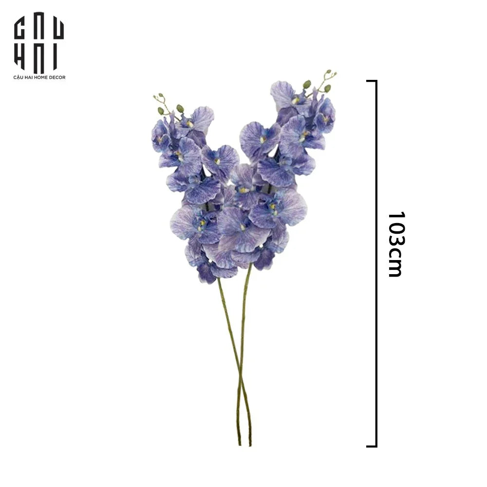 Set 2 Cành Lan Hồ Điệp Cánh Xoăn - Xanh Tím-CẬU HAI HOME DECOR