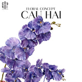 Set 2 Cành Lan Hồ Điệp Cánh Xoăn - Xanh Tím-Hoa Lụa-CẬU HAI HOME DECOR