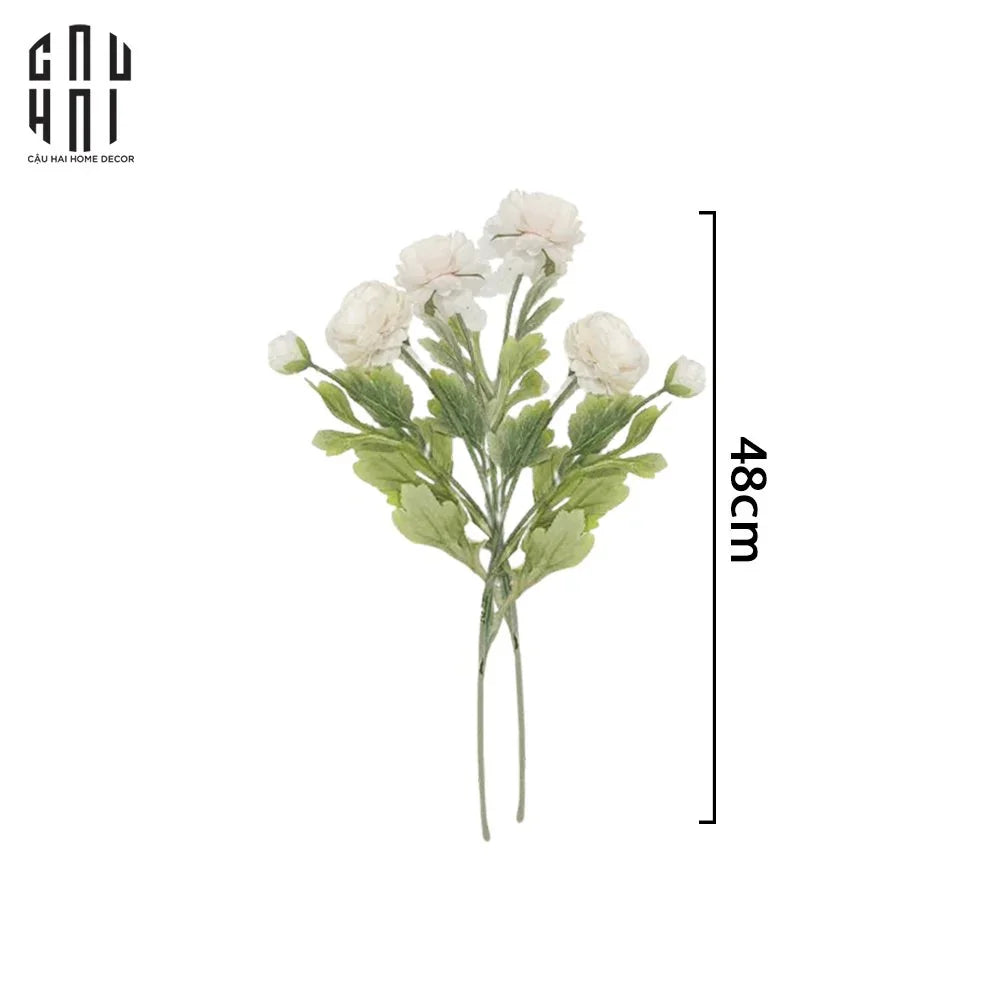 SET 2 CÀNH MAO LƯƠNG RANUNCULUS - TRẮNG-CẬU HAI HOME DECOR
