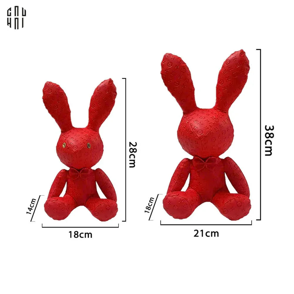 SET 2 CHÚ THỎ DA RED LOUIS LUCKY BUNNY WITH DIAMOND - S28 S38-CẬU HAI HOME DECOR