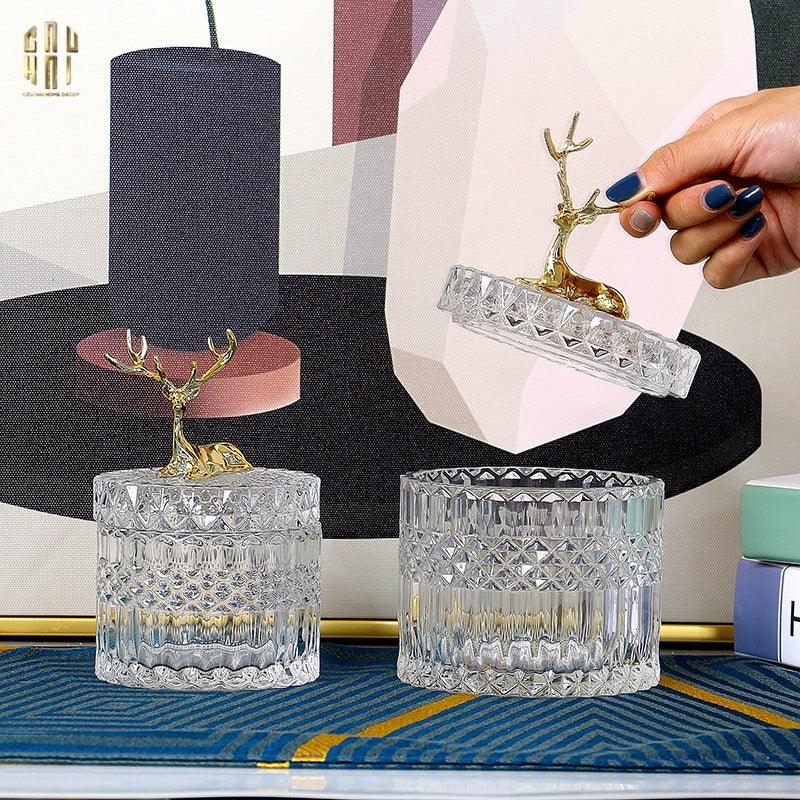 SET 2 LỌ PHA LẾ REINDEER CRYSTAL JAR-CẬU HAI HOME DECOR