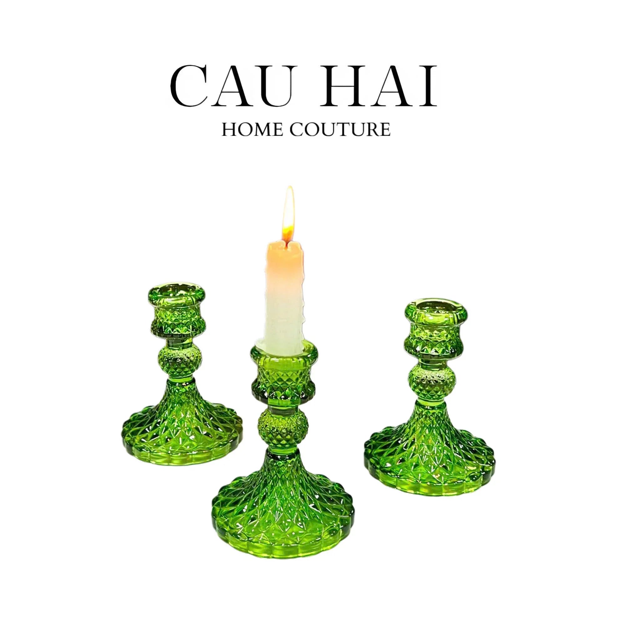Set 2 Đế Nến Crystal Vert Éclat-CẬU HAI HOME DECOR