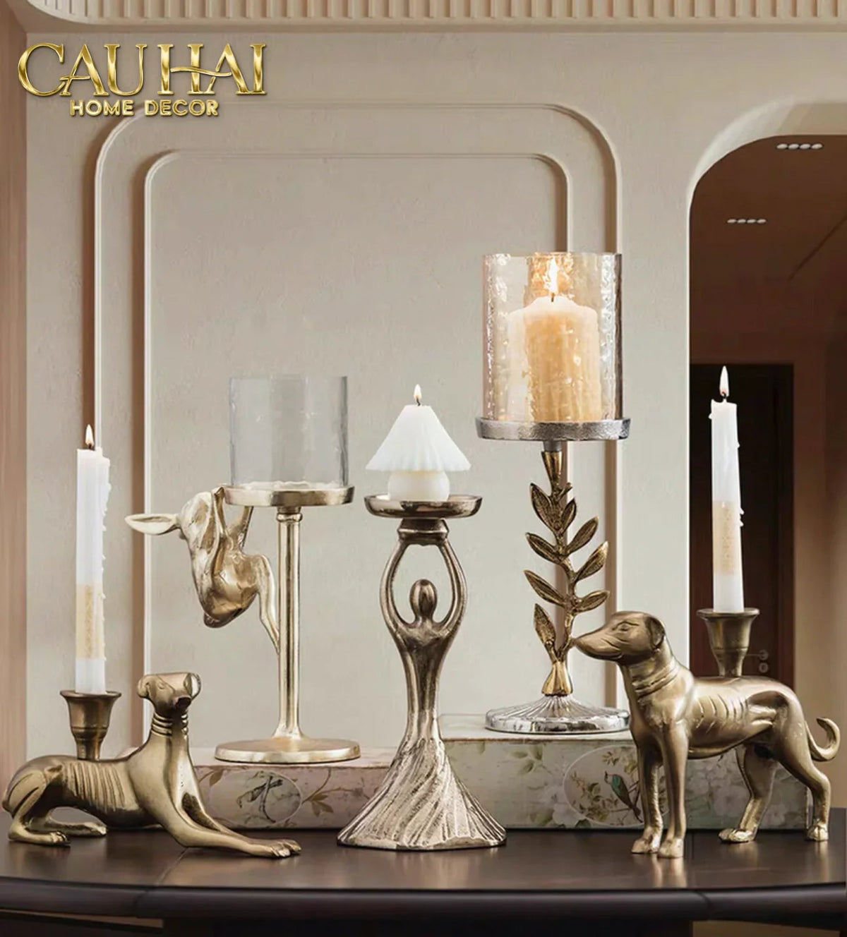 Set 2 Đế Nến Đồng Brasson Bird Harmonia Candle Holders-ĐÈN TRANG TRÍ-CẬU HAI HOME DECOR
