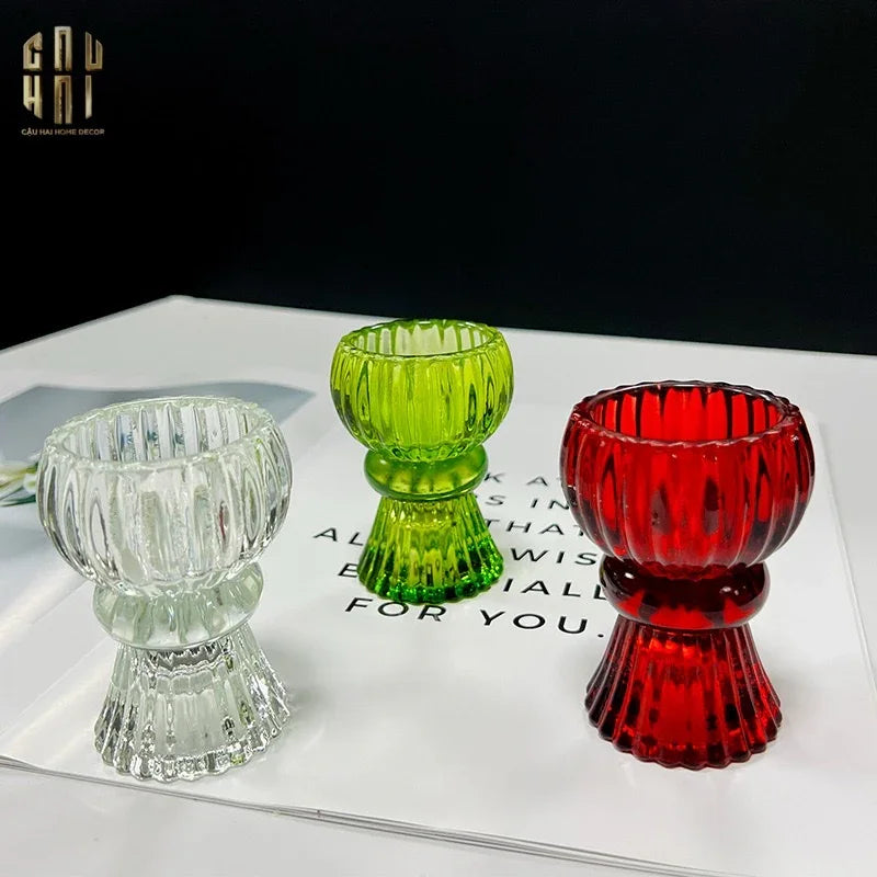 Set 2 Đế Nến Pha Lê Rouge Éclat-CẬU HAI HOME DECOR