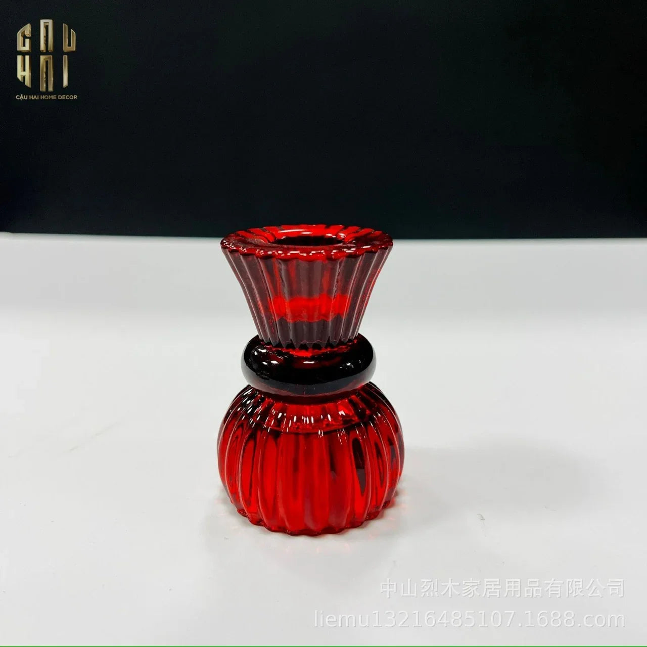 Set 2 Đế Nến Pha Lê Rouge Éclat-CẬU HAI HOME DECOR