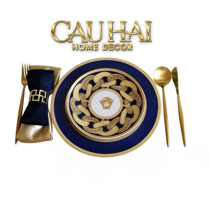 Set 2 Đĩa Dinner Gốm Sứ Medusa Chain Royale Cobalt 27/20-SET CHÉN DĨA-CẬU HAI HOME DECOR-CẬU HAI HOME DECOR