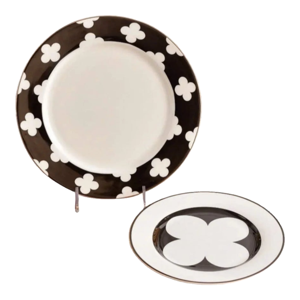 Maison Couture - Set 2 Đĩa Tiệc Trà Château Clover Signature – L’Atelier Rayé Serving Plates 8" 10"