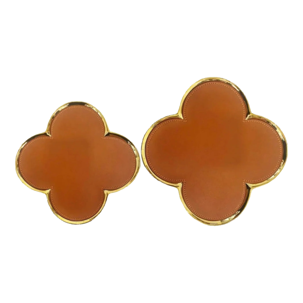 Set 2 Đĩa Sứ  Bọc Da  Fleur De Monogram - Gold Lignes