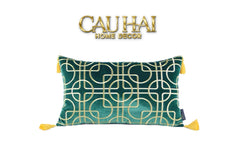Set 2 Gối Nhung Emerald Lumina Grid 45X45/-CẬU HAI HOME DECOR