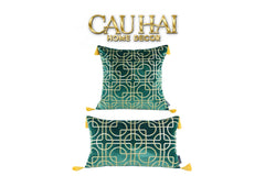 Set 2 Gối Nhung Emerald Lumina Grid 45X45/-CẬU HAI HOME DECOR