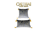 Set 2 Gối Nhung Radiant Velour Golden Vector Lines 45 30X50-VỎ GỐI-CẬU HAI HOME DECOR